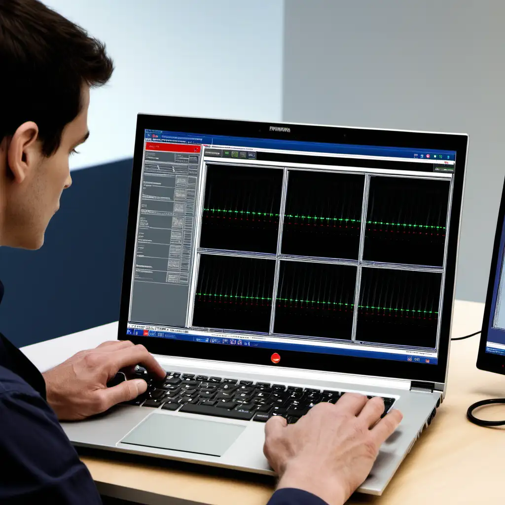 A professional setting with someone working on a laptop, displaying Primavera P6 interface