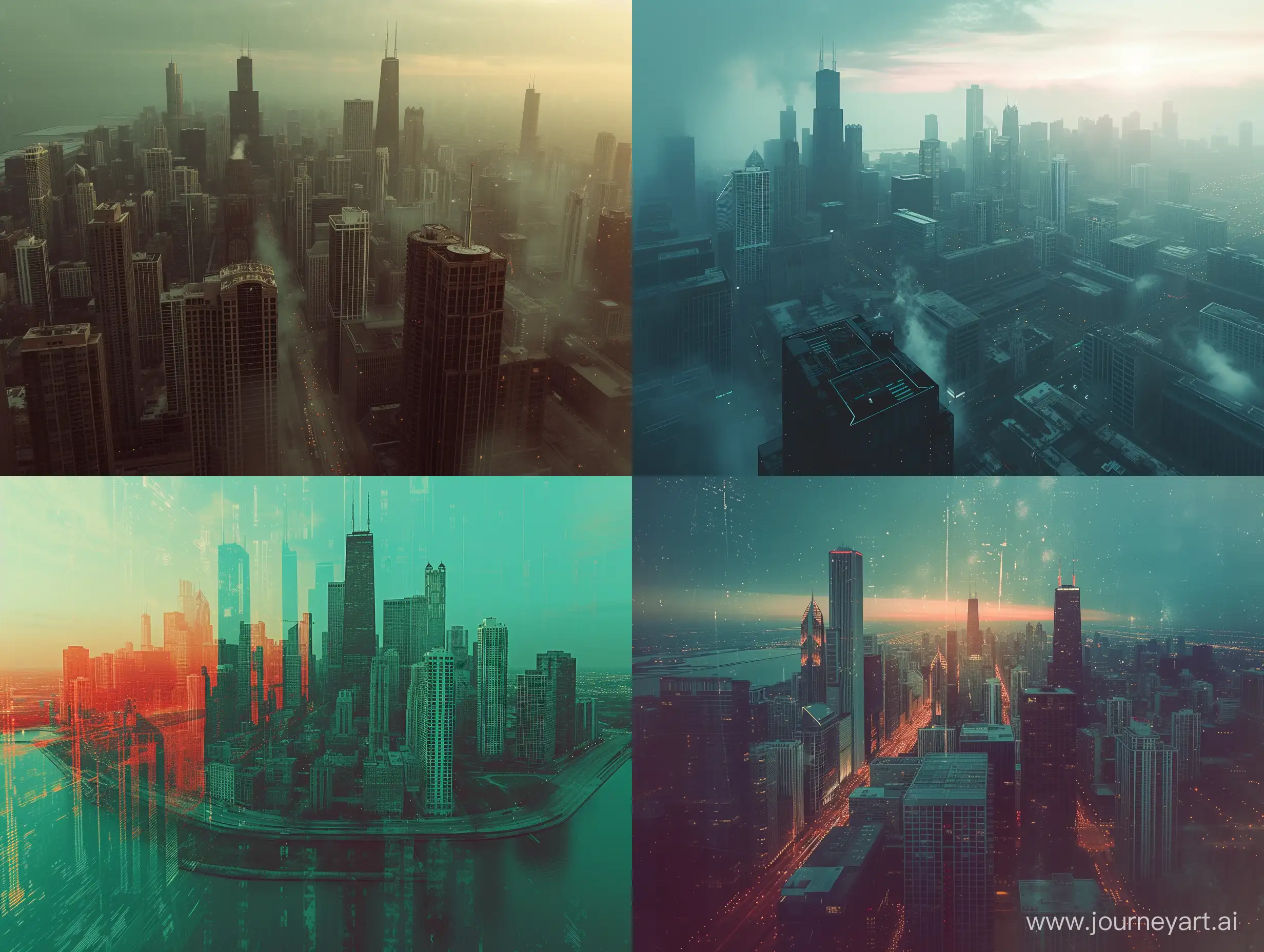 Futuristic-SciFi-Chicago-Cityscape-Urban-Landscape-with-Raw-Film-Grain-Aesthetic