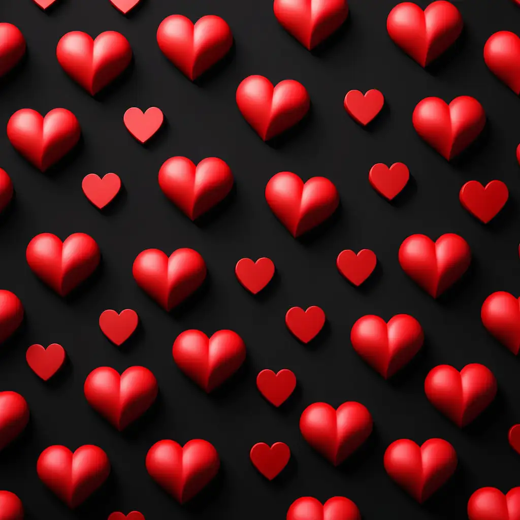 Vibrant Red Heart Shining Against Elegant Black Background