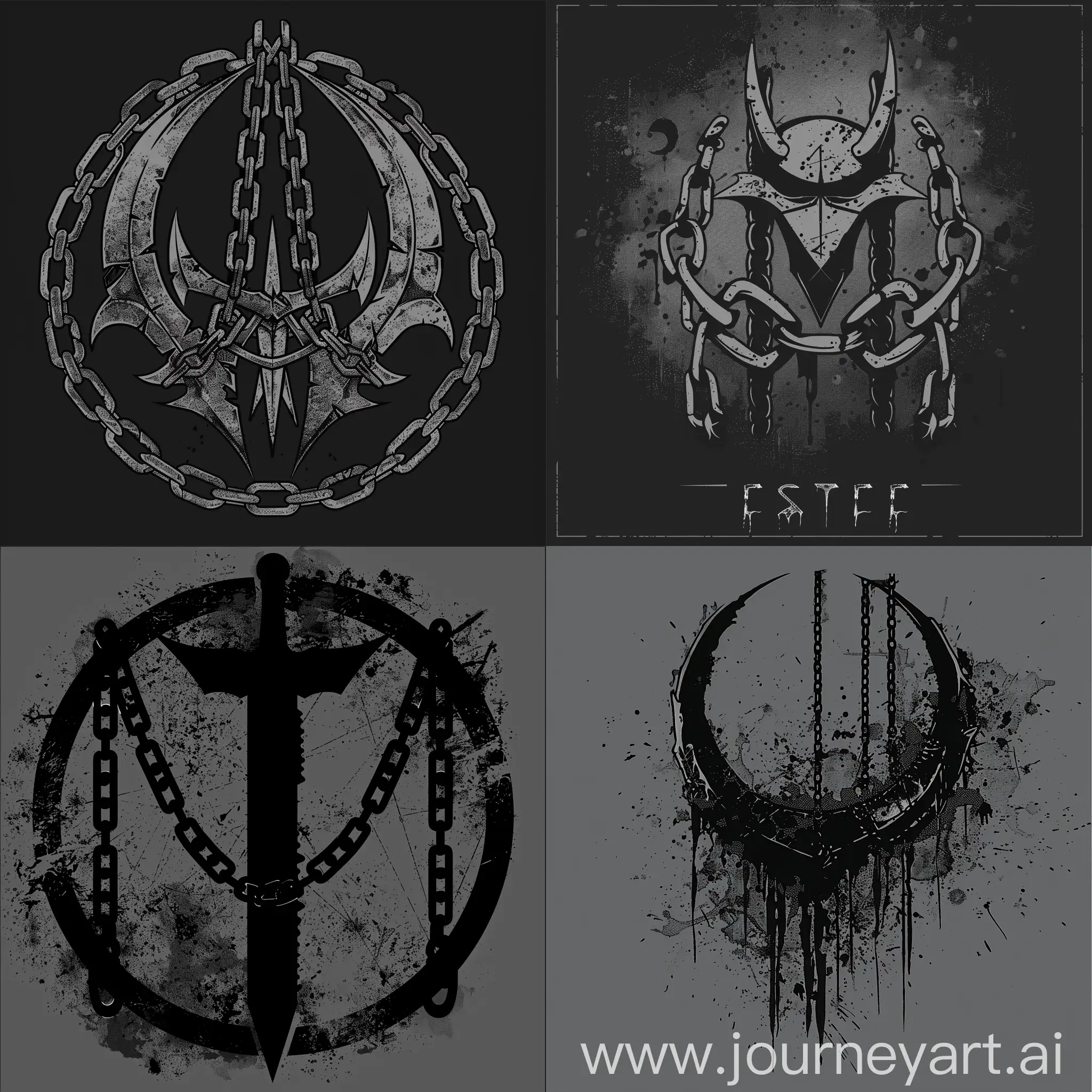 Gothic-Occult-Logo-with-Chains-in-Monochromatic-Palette