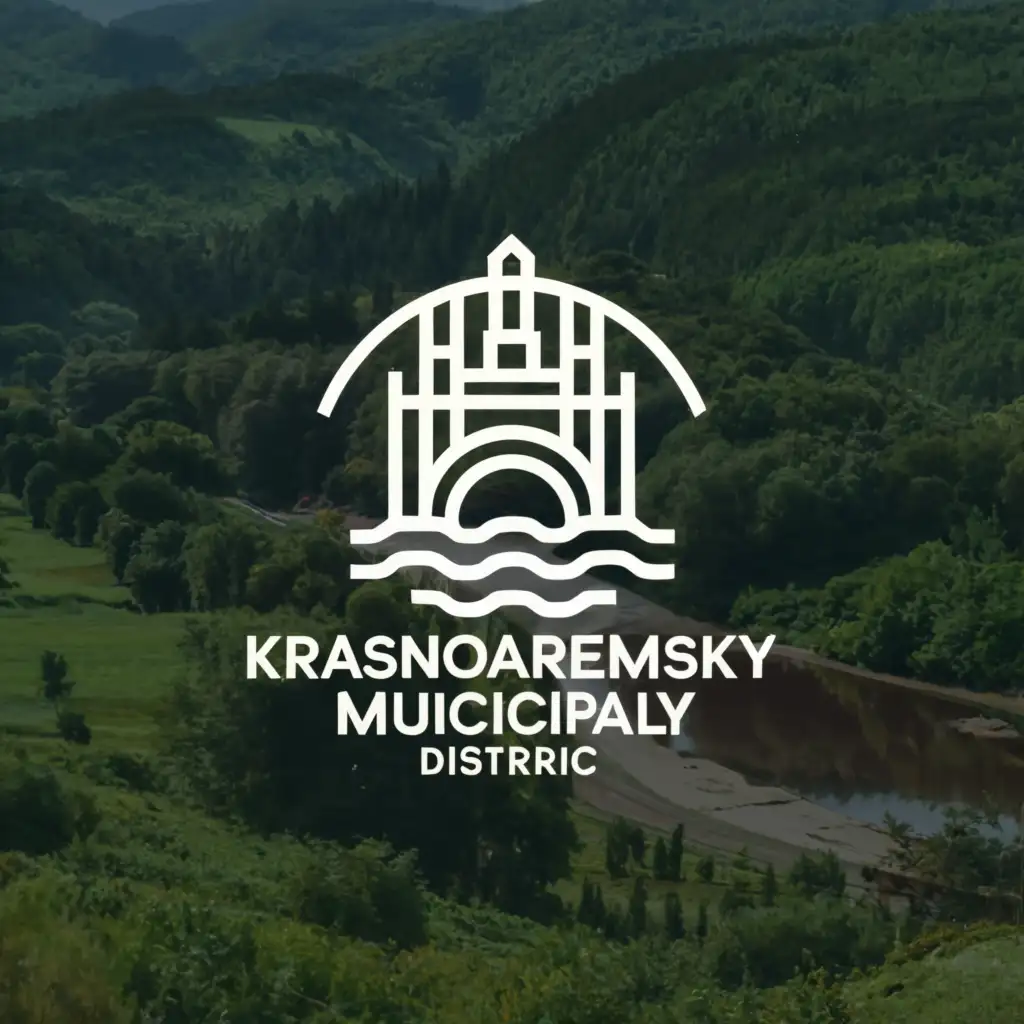 a logo design,with the text "Krasnoarmeysky municipal district", main symbol:temple, river, nature,Minimalistic,clear background