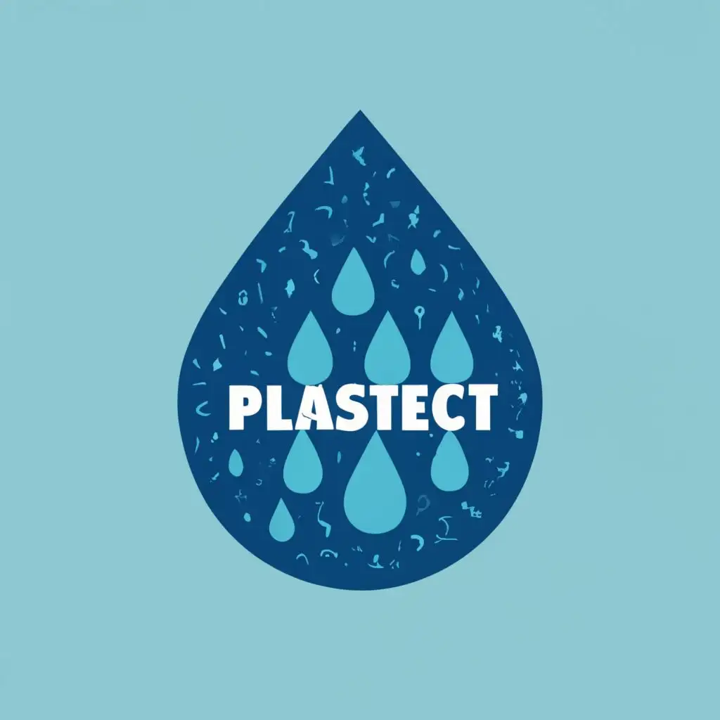 logo, water drop, drinking water, tiny microplastics particles, detection, protection, trustworthy, health, with the text "plastect", typography, be used in Education industry