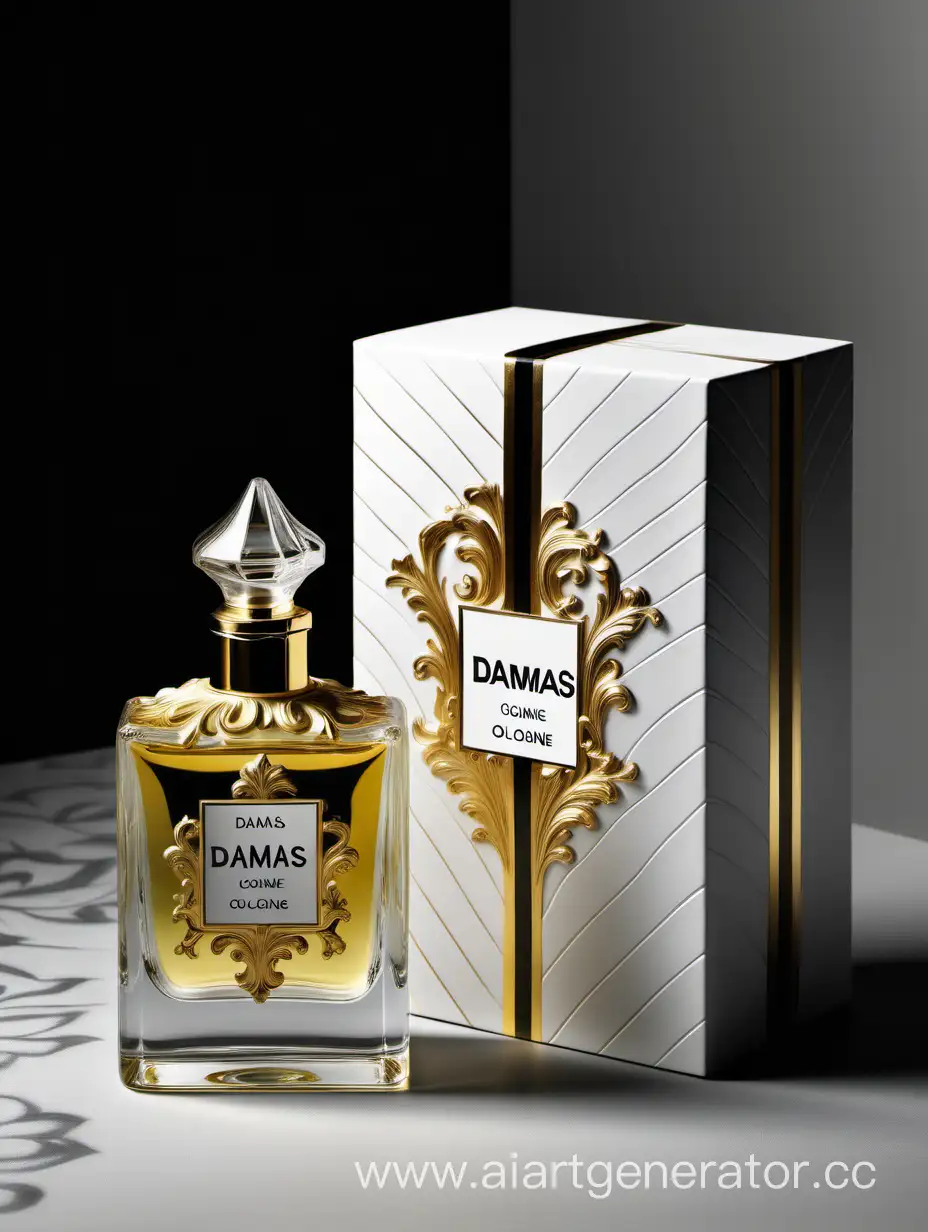 Damas-Cologne-and-Elegant-Baroque-White-Box-with-Golden-Accents