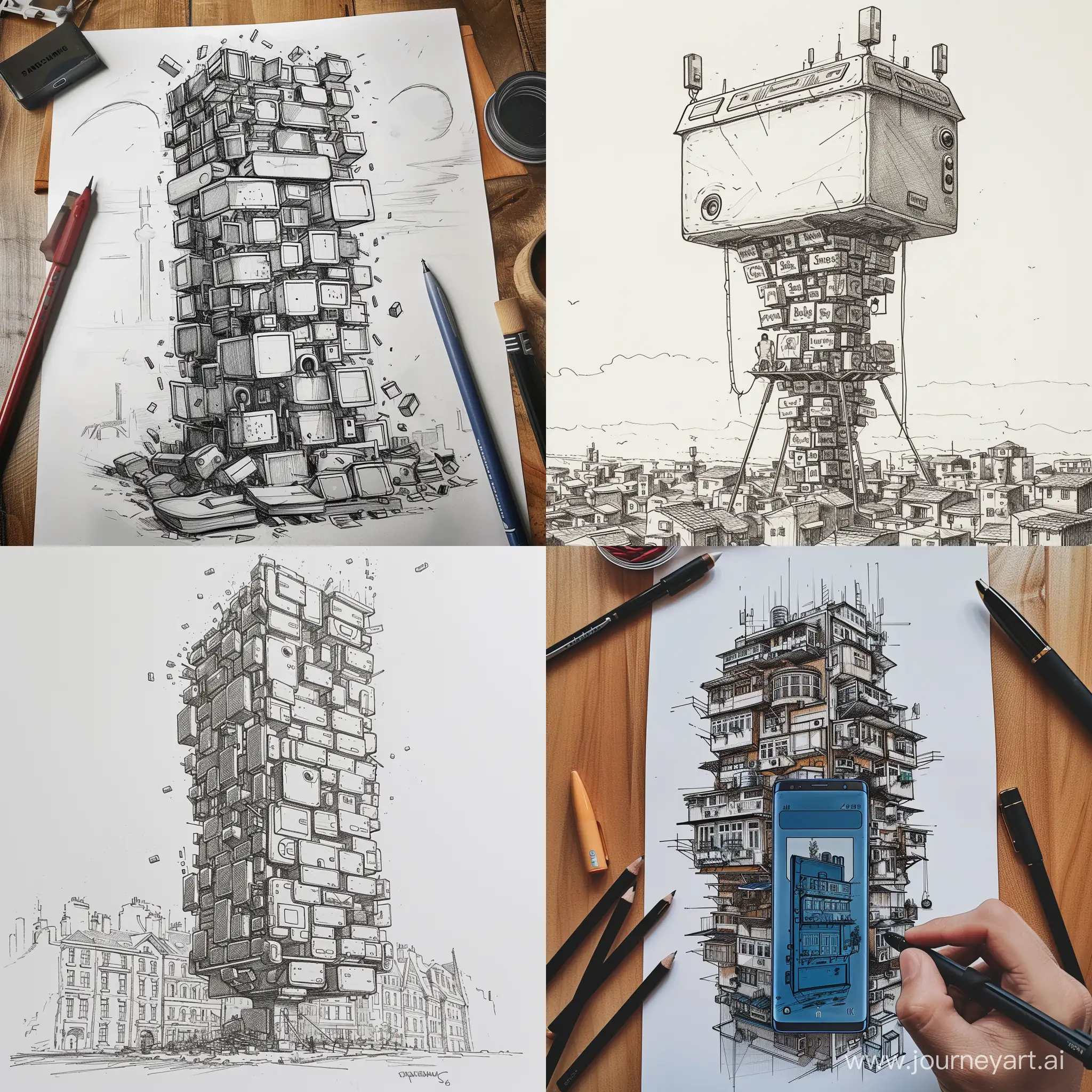 Babble-Tower-Replaced-by-Samsung-S24-Ultra-Modernization-and-Connectivity-Concept