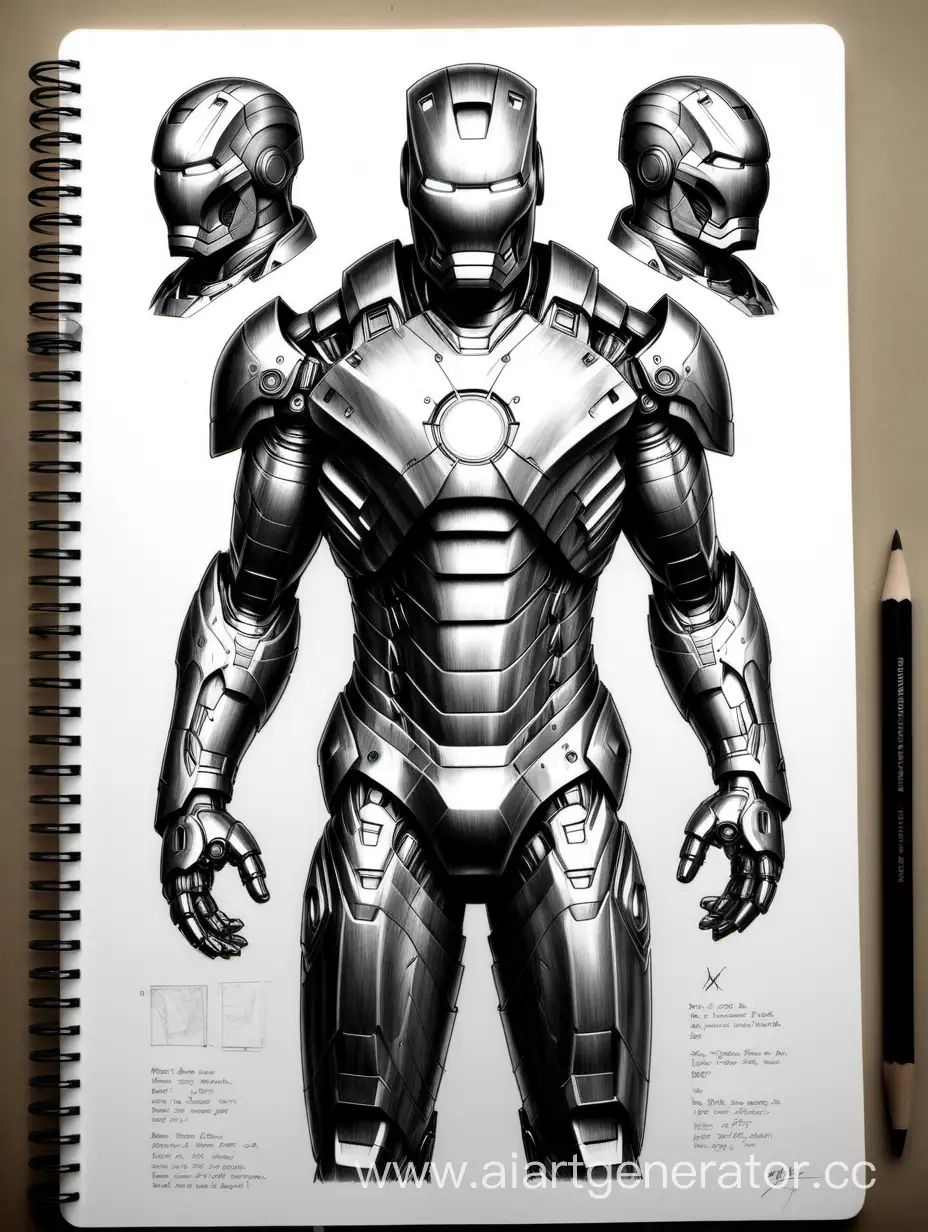 Detailed-Sketches-of-Iron-Man-Mark-XIX-Tiger-Armor-Pencil-Drawings-with-Elaborate-Descriptions