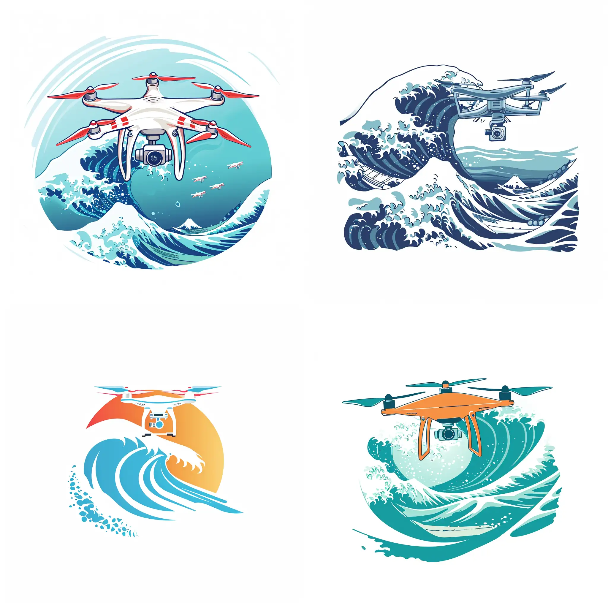 Логотип Дрон на фоне волны