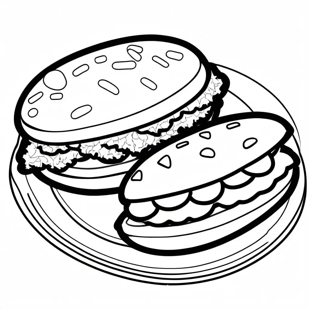 Croquettes  bold ligne and easy don't color, Coloring Page, black and white, line art, white background, Simplicity, Ample White Space. The background of the coloring page is plain white to make it easy for young children to color within the lines. The outlines of all the subjects are easy to distinguish, making it simple for kids to color without too much difficulty
