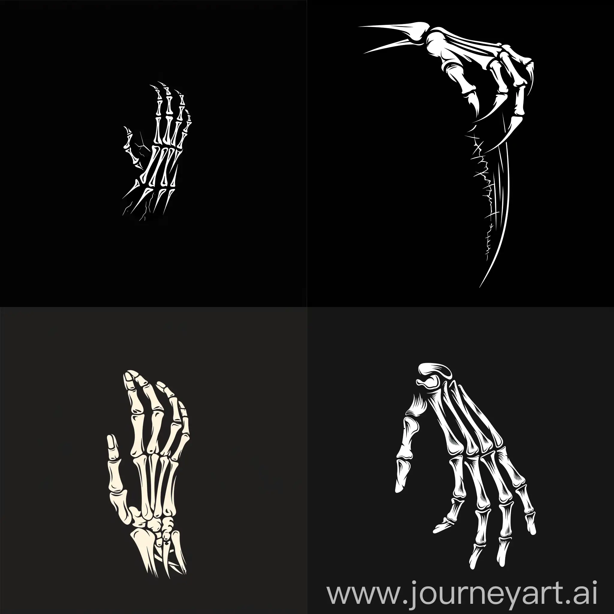 reaper hand, skeleton hand, logo, minimalistic, black background