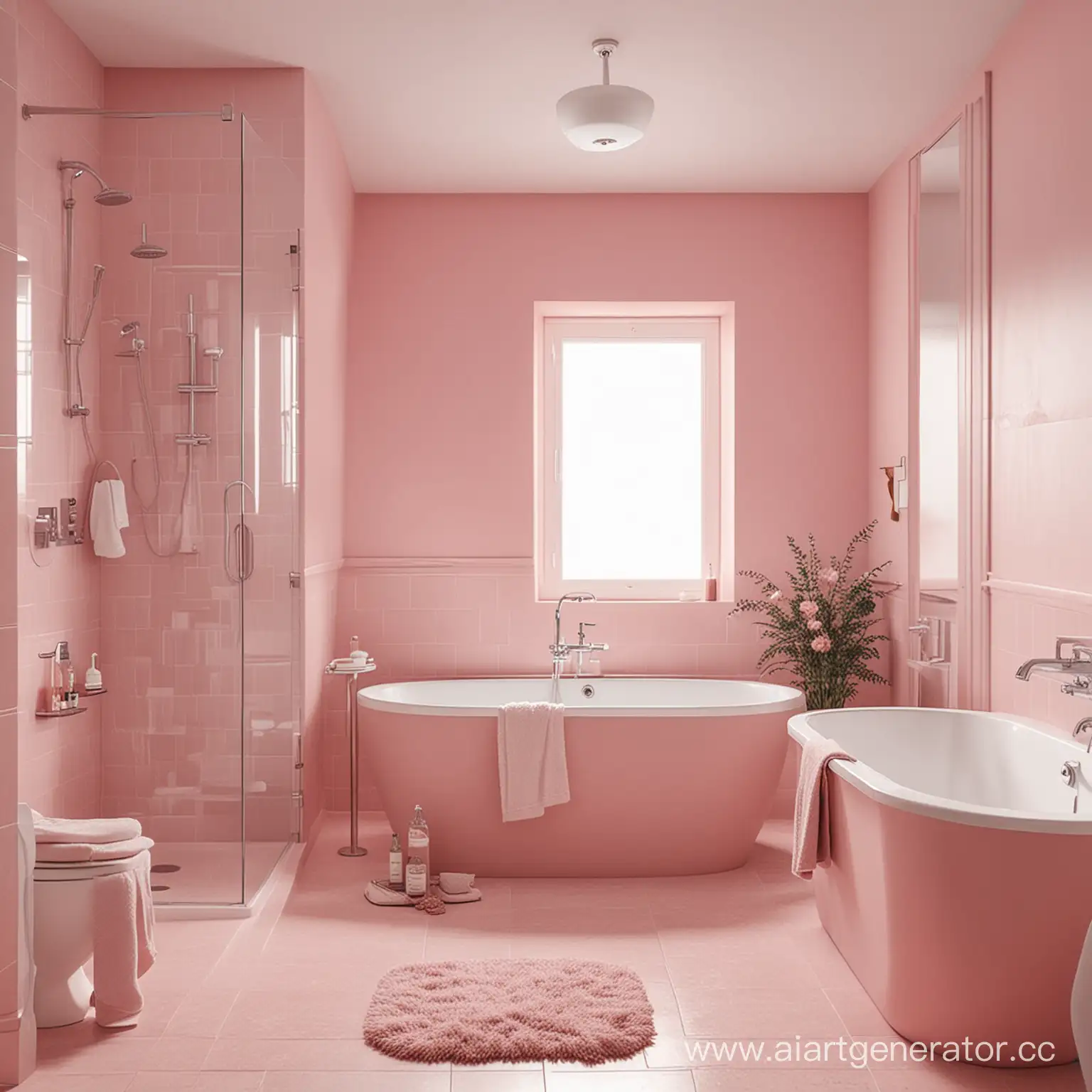 Нежная ванная комната в розовых оттенках 8k