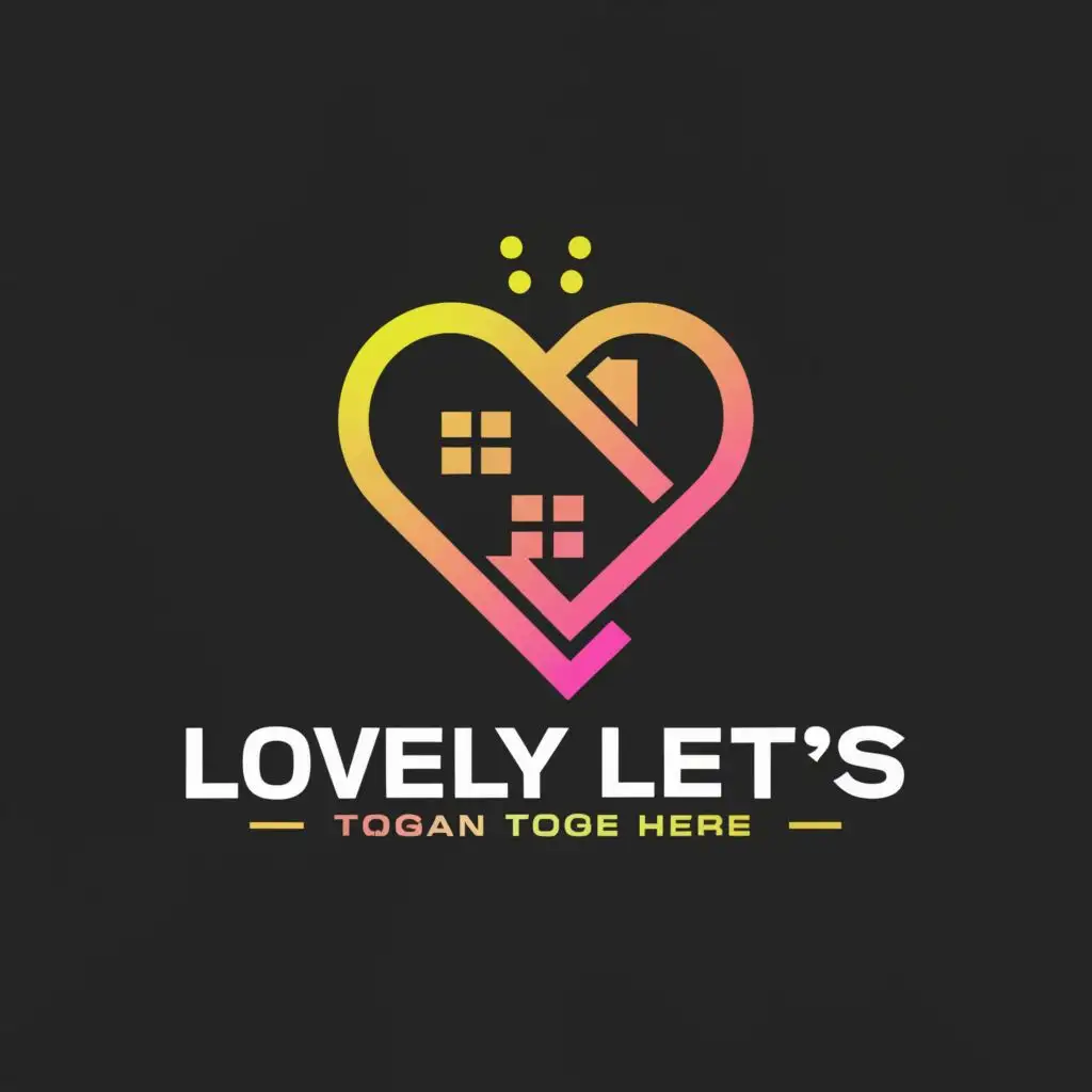 a logo design,with the text "Lovely Lets", main symbol:heart, house,Moderate,be used in Real Estate industry,clear background