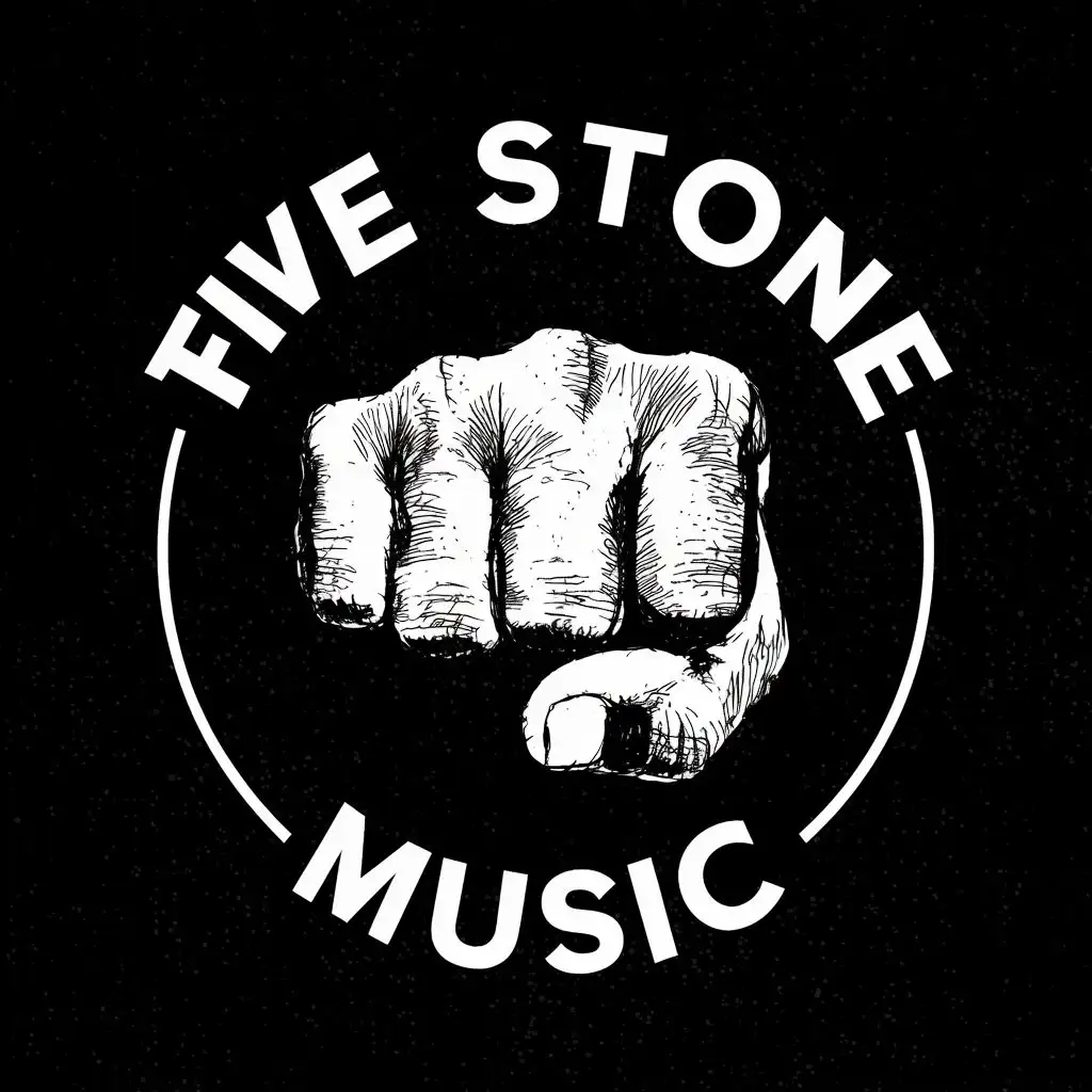 LOGO-Design-For-Five-Stone-Music-Dynamic-Circle-and-Fist-Fusion-with-Striking-Typography