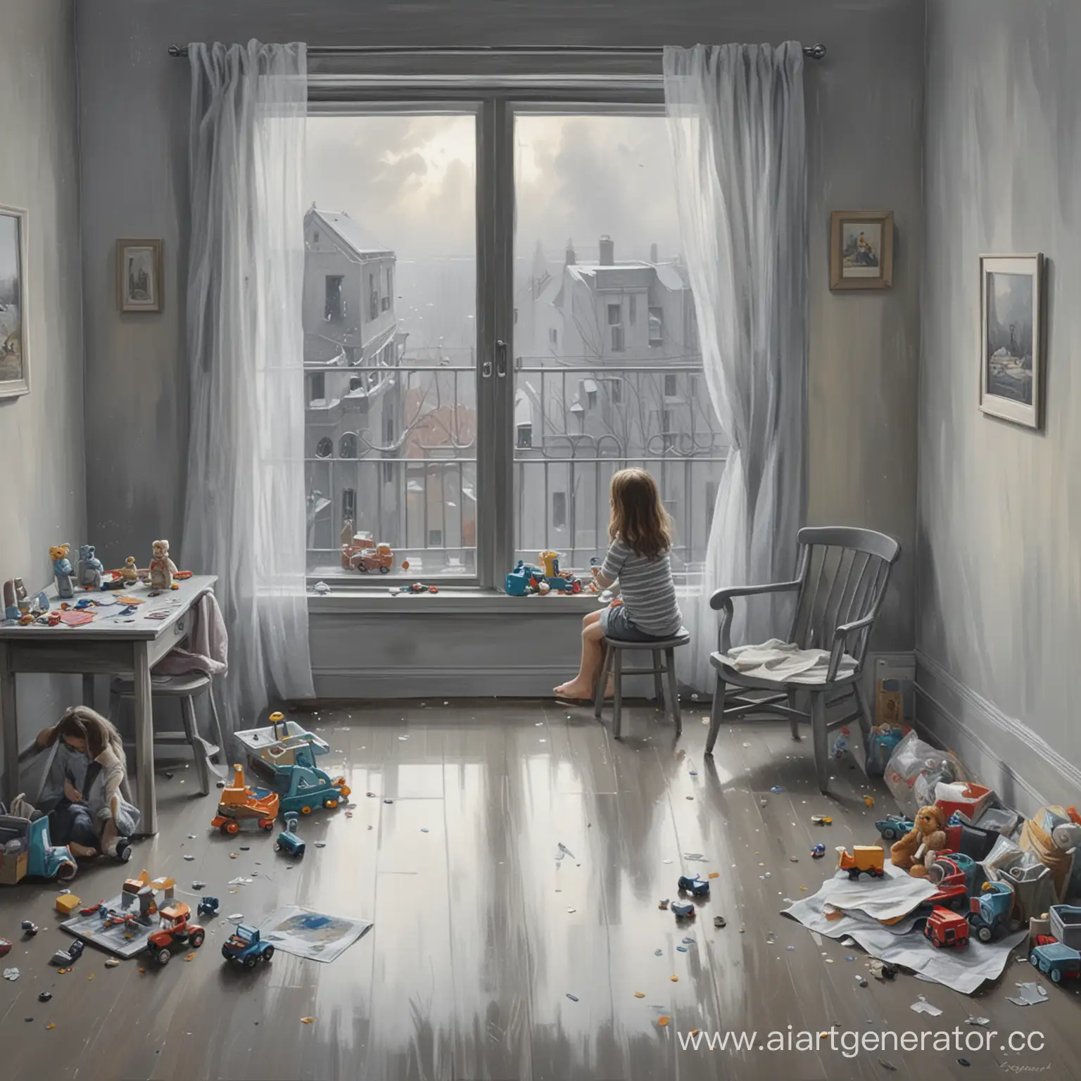 Lonely-Girl-Sitting-by-Window-in-a-Childs-Room-with-Scattered-Toys