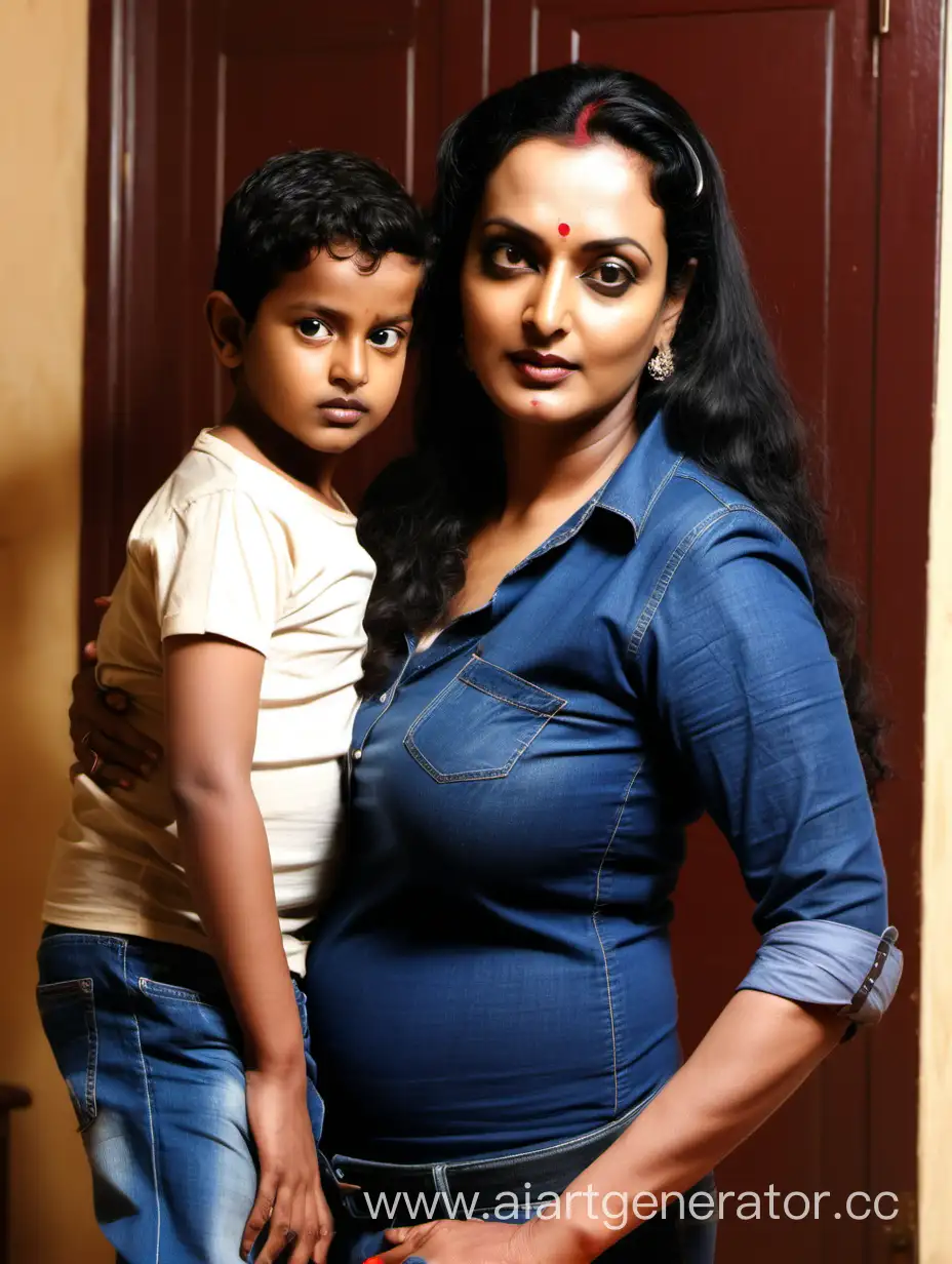 Helpful-Kerala-Mother-Assisting-Son-with-Homework