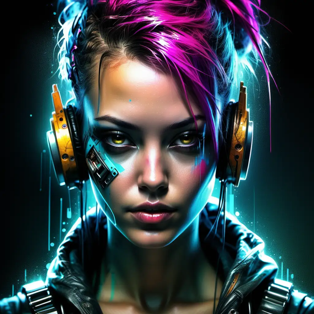 Art by Patrice Murciano, a portrait of pretty cyberpunk girl, luminescence, ultrearalistic, hyperdetailed, soft lighting