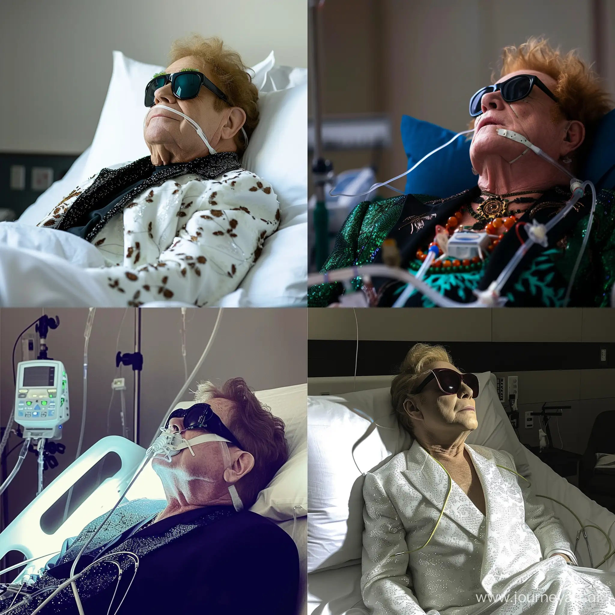 Elton John is in the hospital, hooked up to a ventilator, detailed.