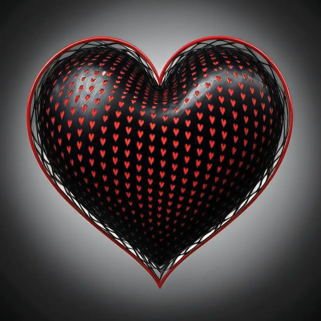 Passionate Love Red and Black Heart Symbolizing Affection and Intensity