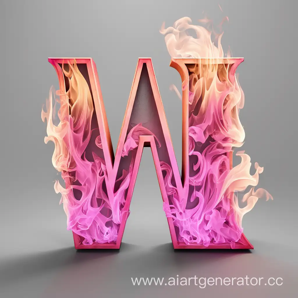 Буквы "W" стоящие рядом в розовом огне на сером фоне
