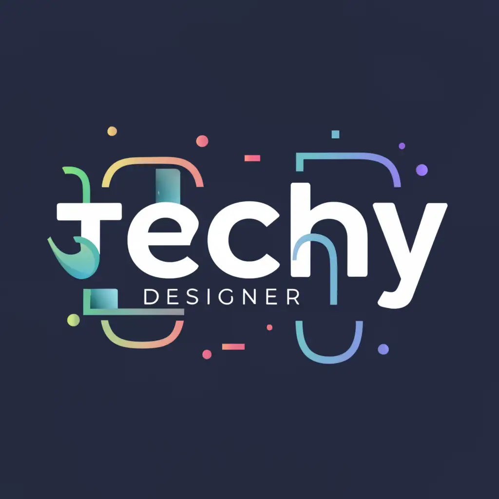 a logo design,with the text "Techy Designer", main symbol:Techy in bold letter ,designer at bottom of it. D letter is at behind of it,Minimalistic,be used in Technology industry,clear background