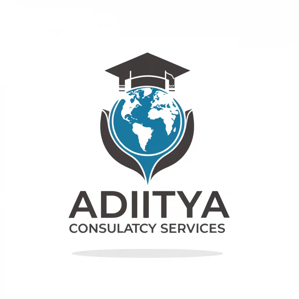 a logo design, with the text 'Aditya Consultancy Services', main symbol: Globe, Service, Hand, Minimalistic, to be used in Education industry, clear background