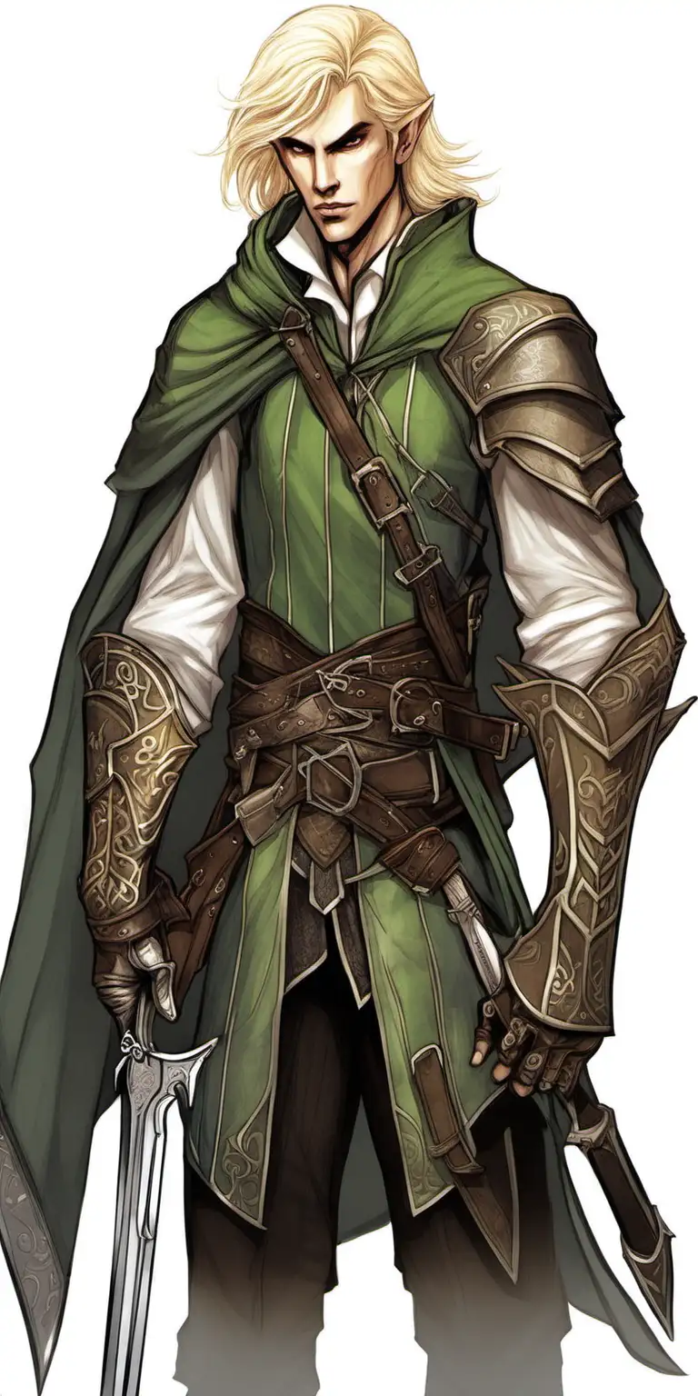 An elf male assassin. Blond hair. 