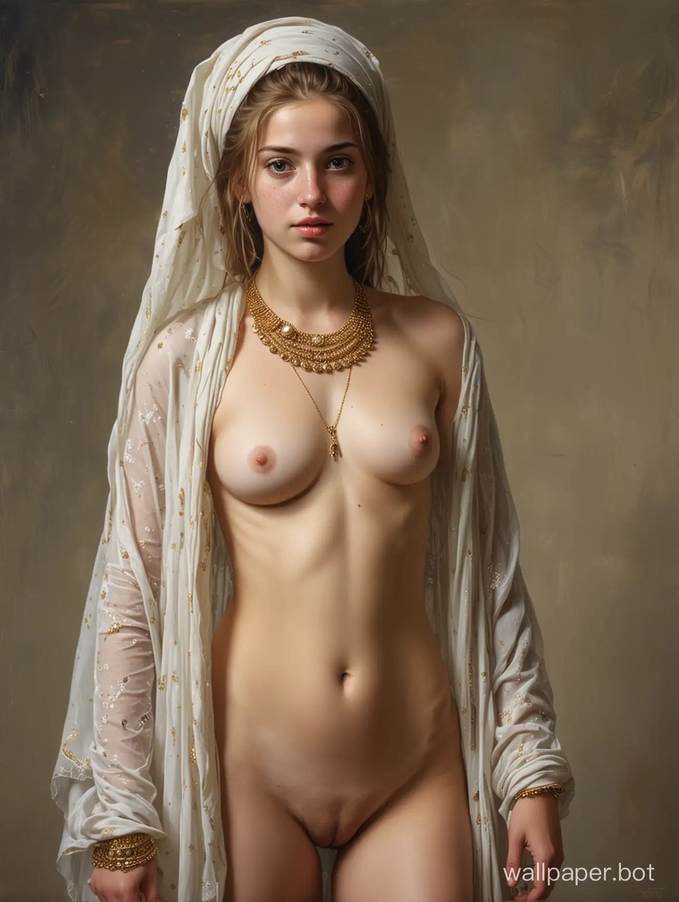 Regal-Teenage-Girl-in-Arabic-Veil-with-Gold-Jewelry-Velzquez-Style-SciFi-Portrait