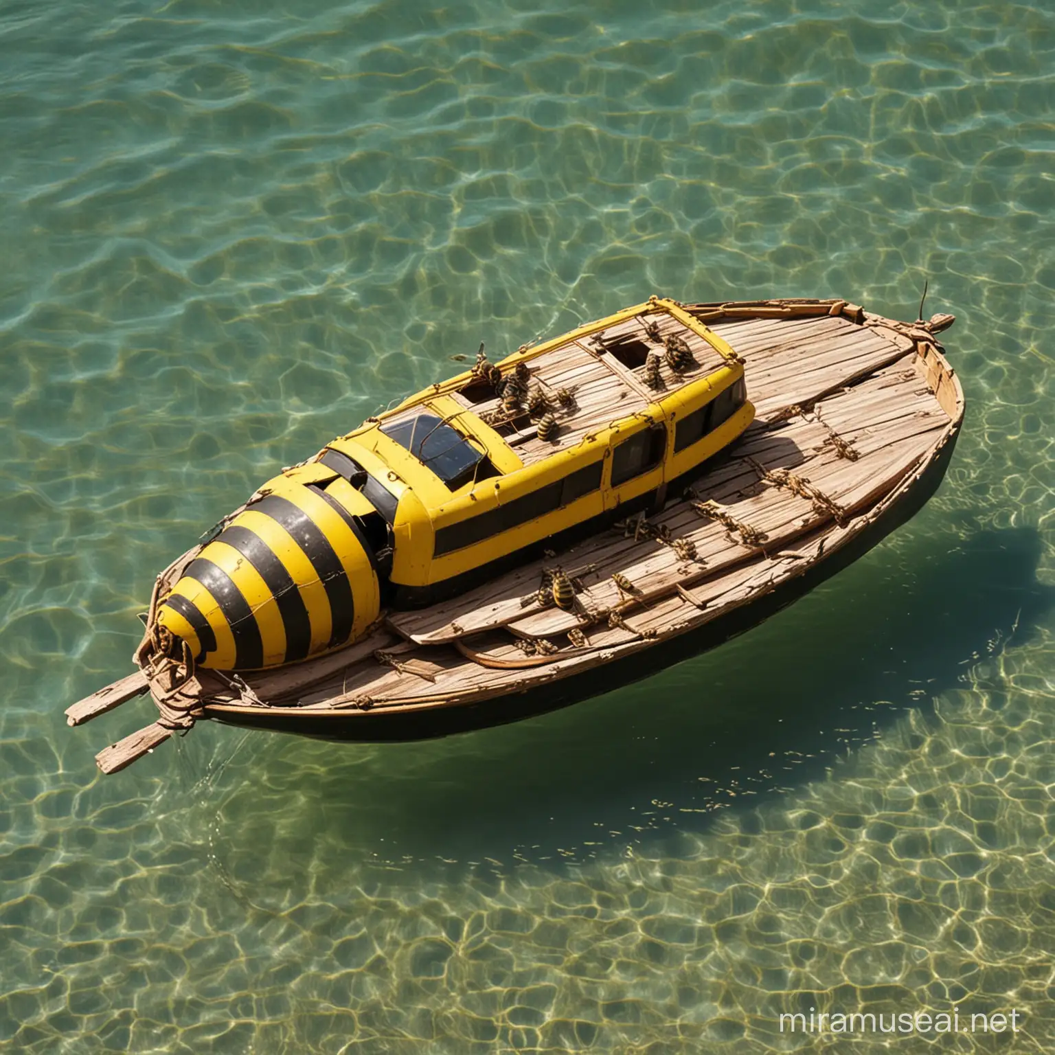 BeeShaped Boat Sailing on Tranquil Waters