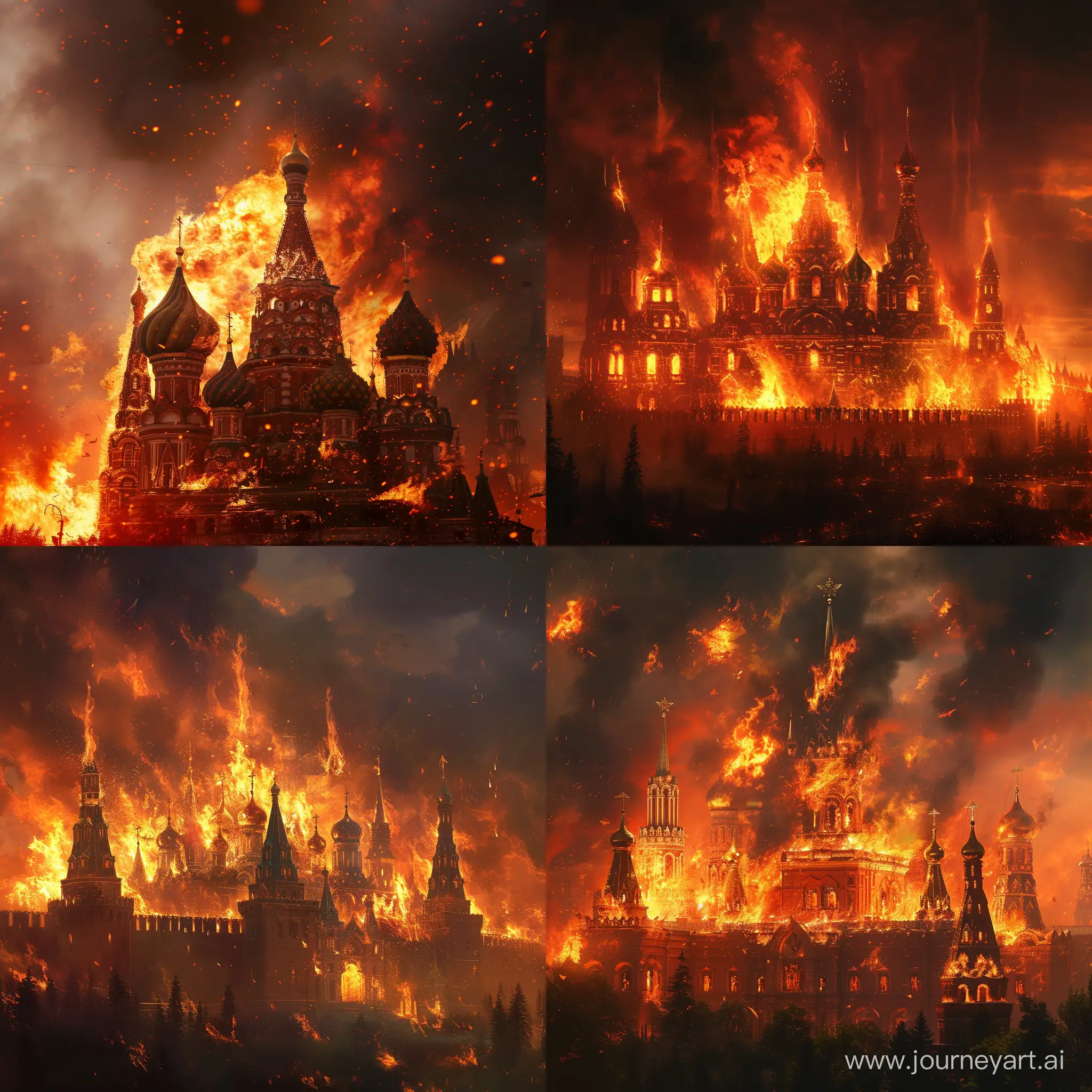 Пожар охватил Кремль, горит храм Блаженного 