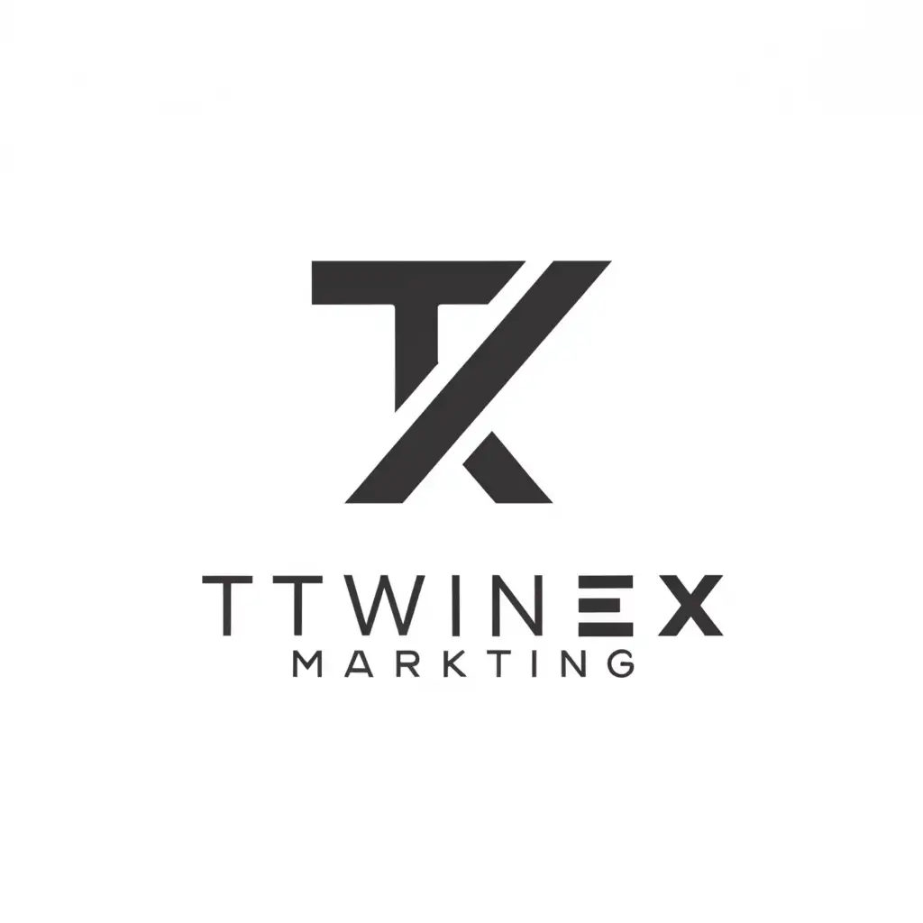 a logo design,with the text "TwinX Marketing", main symbol:TX,Minimalistic,be used in Technology industry,clear background