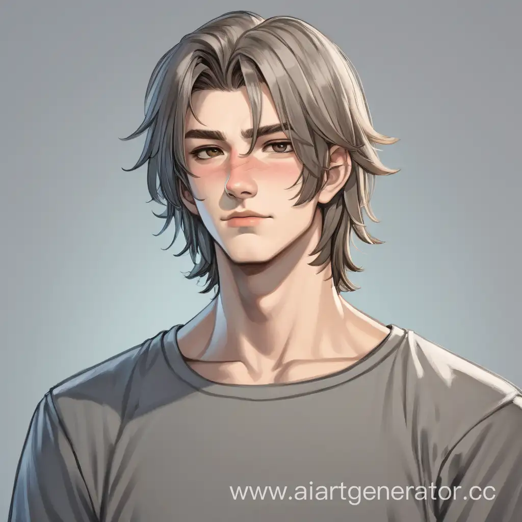 A tall, broad-shouldered guy of sixteen with an ashen square on his shoulders. With a scar on his cheek. Without a beard. A modern teenager. Shoulder-length hair.
