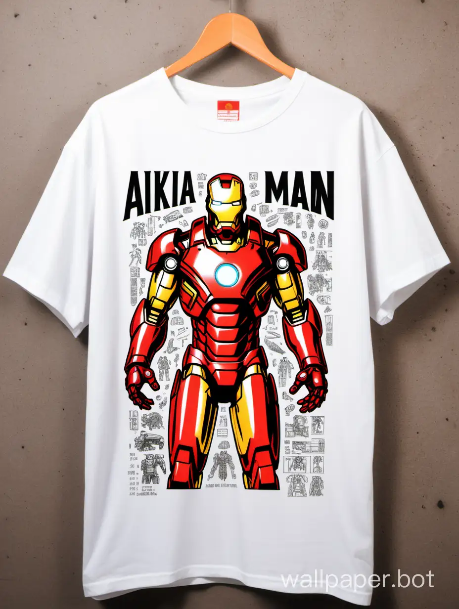 Akira's Iron Man T-shirt, anime lettering, cottagecore shirt, oversized vintage Iron Man T-shirt, line art Akira shirt, anime rubber shirt