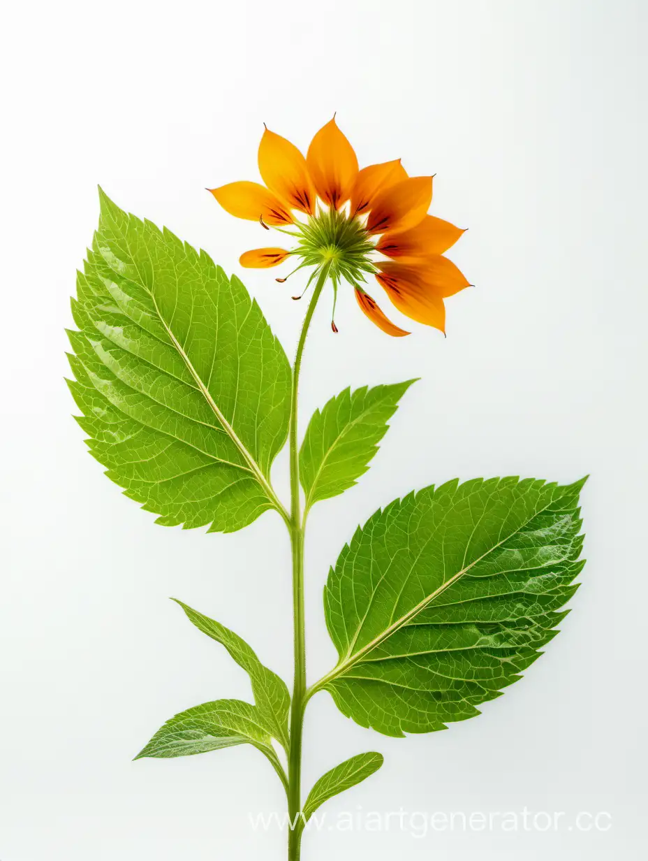 Vibrant-Wild-Perennials-8k-HighResolution-Big-Flower-AllFocus-Image-with-Fresh-Green-Leaves-on-White-Background