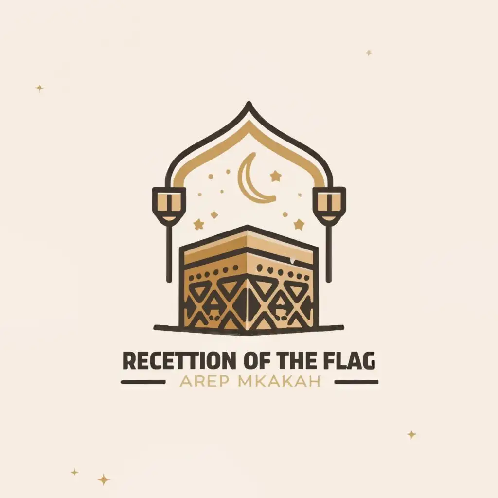 a logo design,with the text "Recitation of the flag", main symbol:makkah, kaaba, minaar,Moderate,clear background