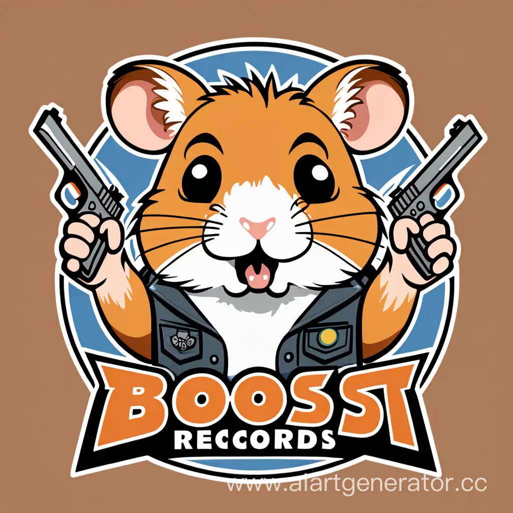 логотип с названием BOOST RECORDS , много злых хомяков с автоматами, много злых хомяков с автоматами