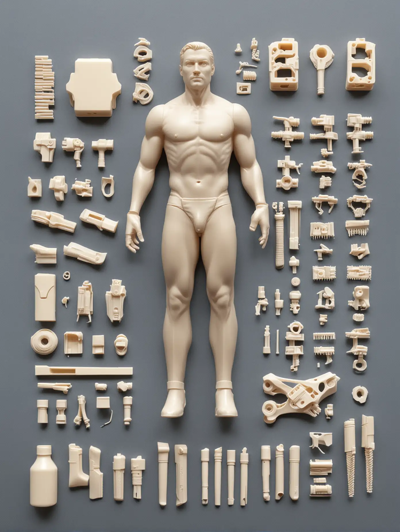 Set of plastic parts for a model of a regular man