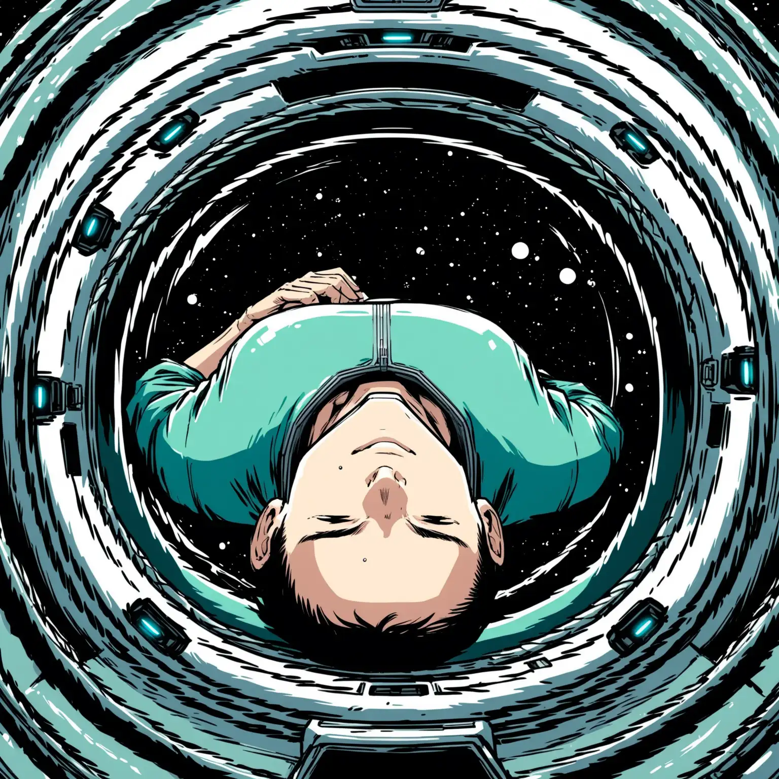 Spaceship Stasis Capsule with Unconscious Man | Dalle3 AI