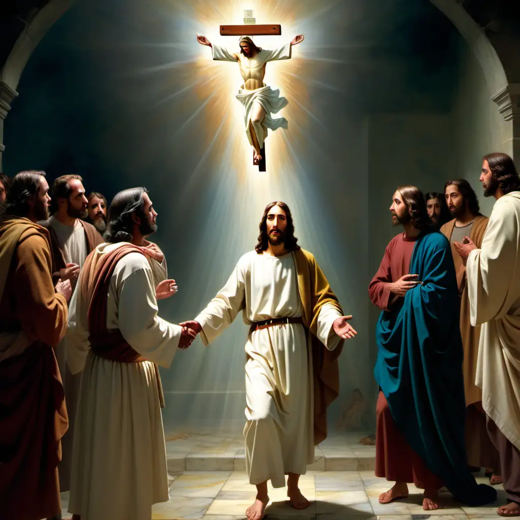 Divine Presence Jesus Standing Beside His Father