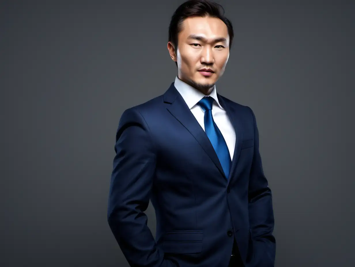 Confident 35YearOld Kazakh Professional in Stylish Business Attire