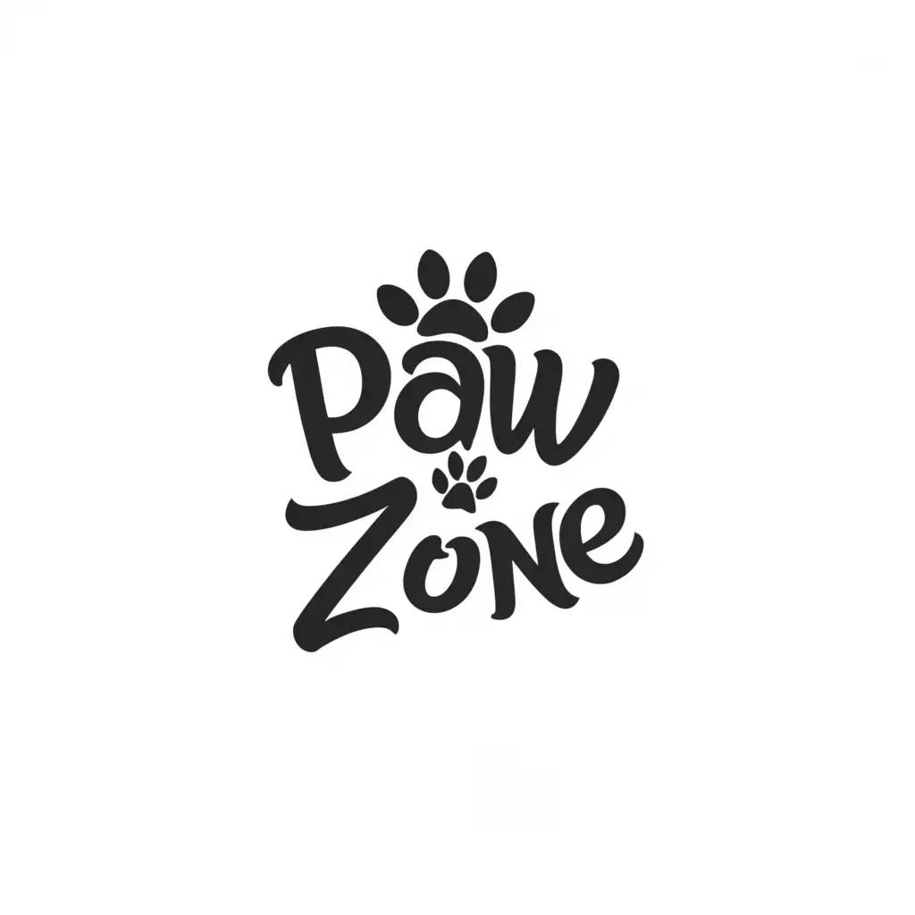 a logo design,with the text "paw zone", main symbol:alphabets,Moderate,clear background