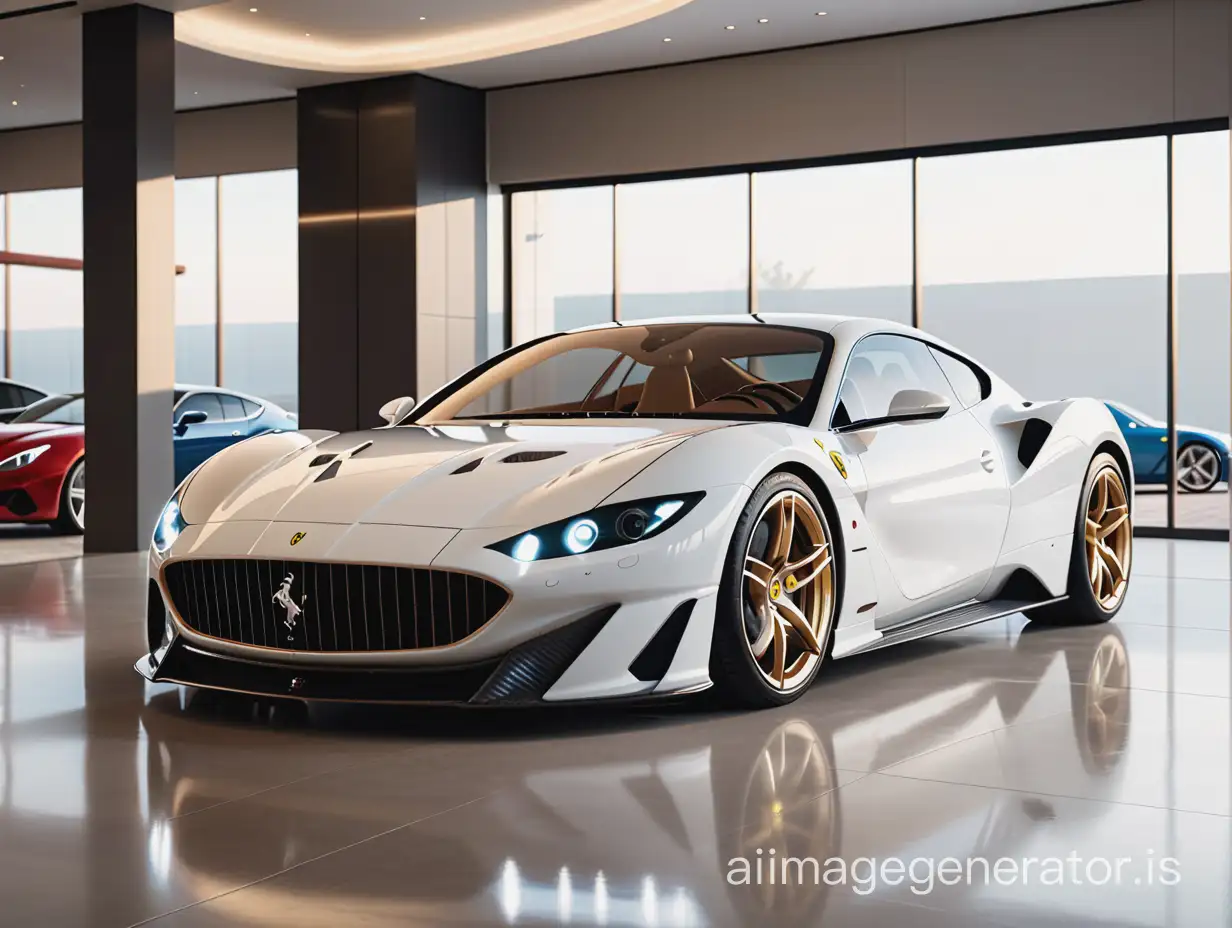 Luxury-FerrariBentley-Sedan-in-Modern-Showroom