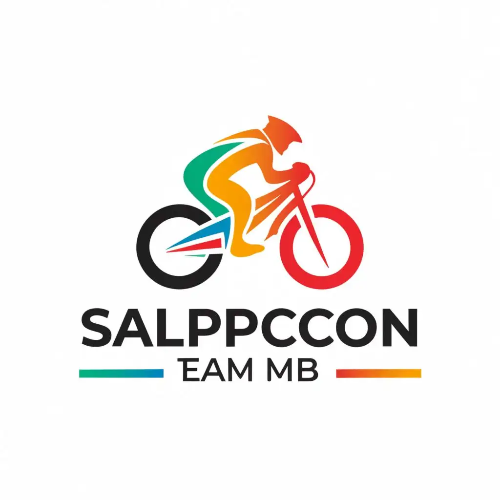 a logo design,with the text "SALPICÓN TEAM MTB", main symbol:Create a logo for a mountain biking group called SALPICÓN TEAM MTB, it must have various colors with a futuristic and clear design,Minimalistic,clear background