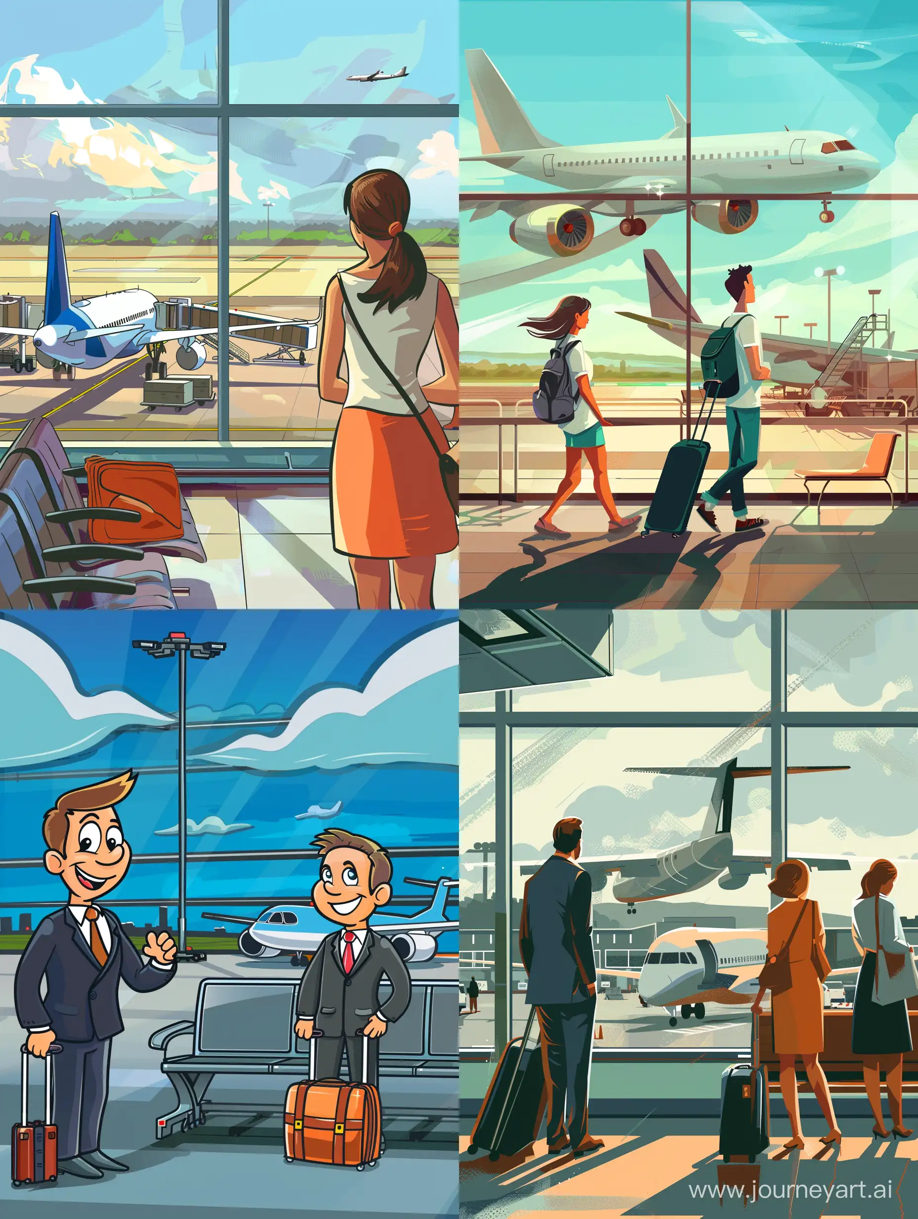 Cheerful-Cartoon-Airport-Scene-with-Vibrant-Colors-and-Playful-Characters