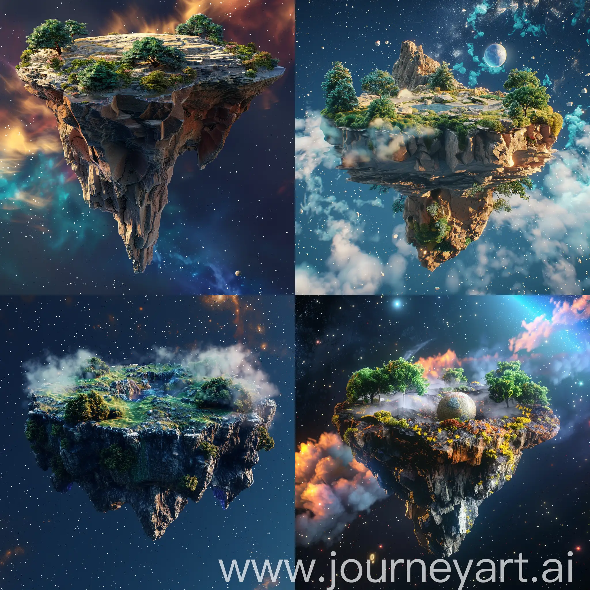 create a prespectivly island in space  like Metaverse NFT ,3d , 4k , high quality