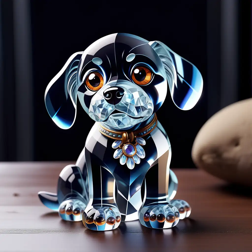 Exquisite Crystal Sculpture of an Adorable Dog