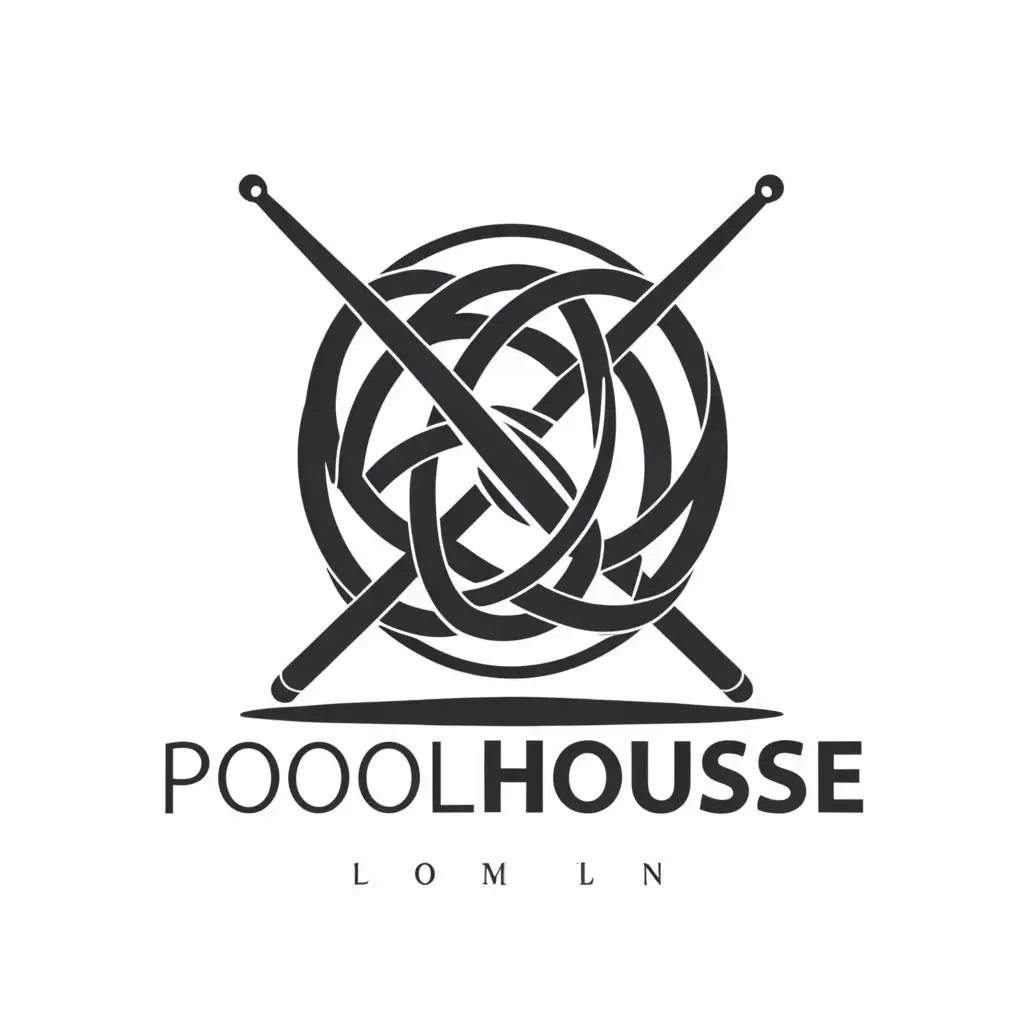 a logo design,with the text "Pool House", main symbol:Ball sticks ina batch ,Moderate,be used in Entertainment industry,clear background