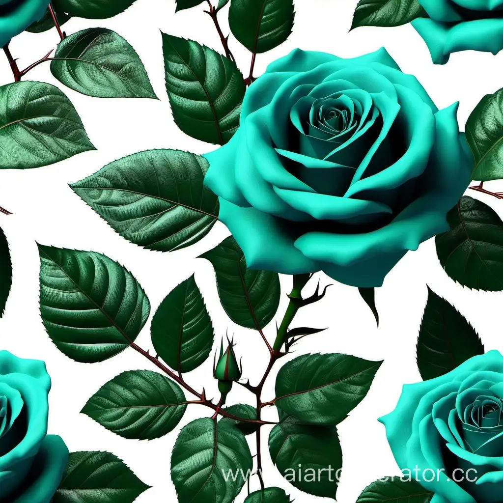 Dark-Turquoise-Rose-with-Lush-Green-Leaves-Realistic-8K-HD-Image