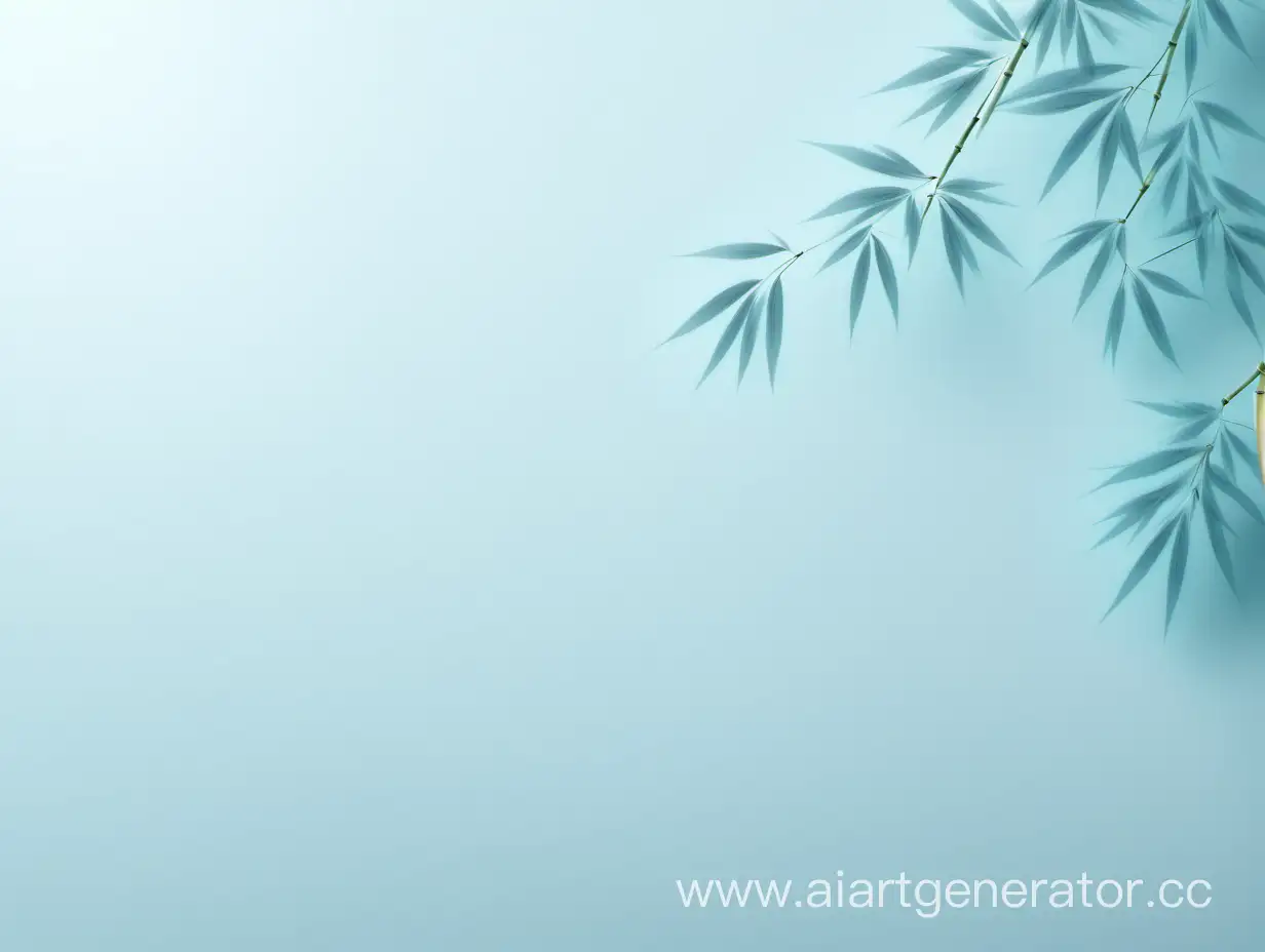 Light blue Chinese simple background, fuzzy bamboo leaves