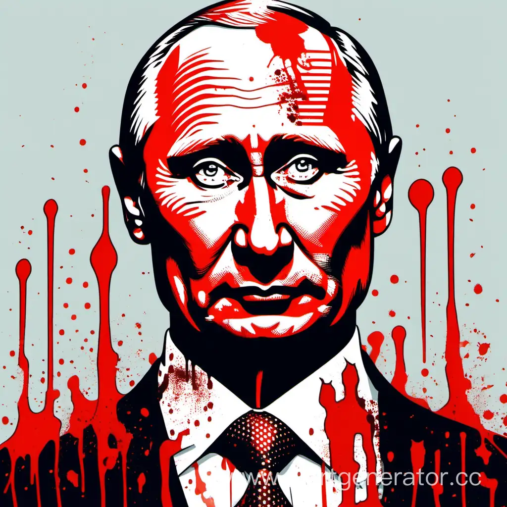Controversial-Political-Figure-BloodStained-Portrait-of-Putin