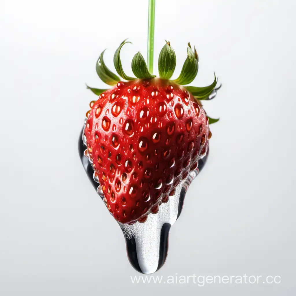 Juicy-Strawberry-with-Transparent-Gel-Drops-on-White-Background