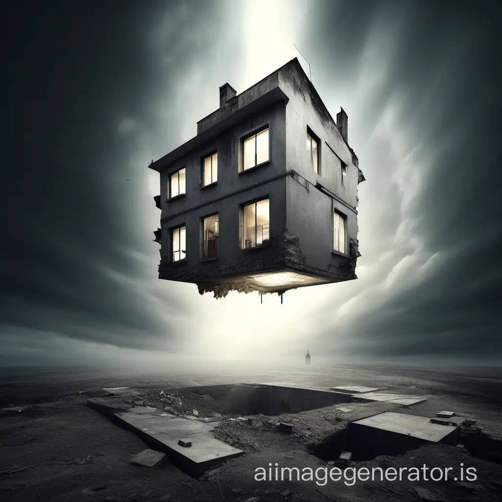 Urban Underground House Ascending with Illuminated Column | AI Image  Generator