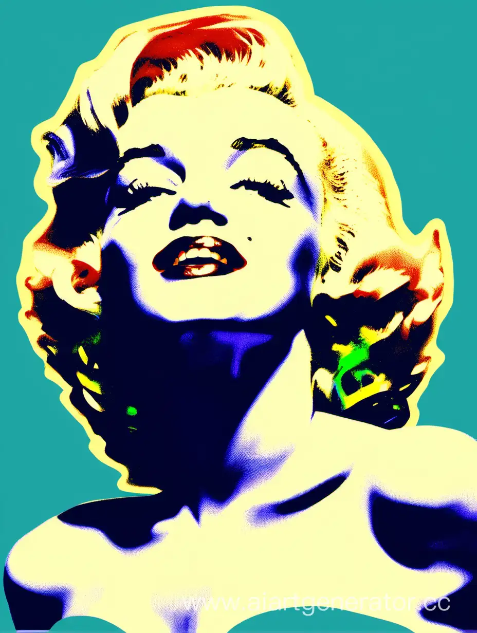Vibrant-Portrait-of-Marilyn-Monroe-in-Blue-Red-Yellow-and-Green-Hues